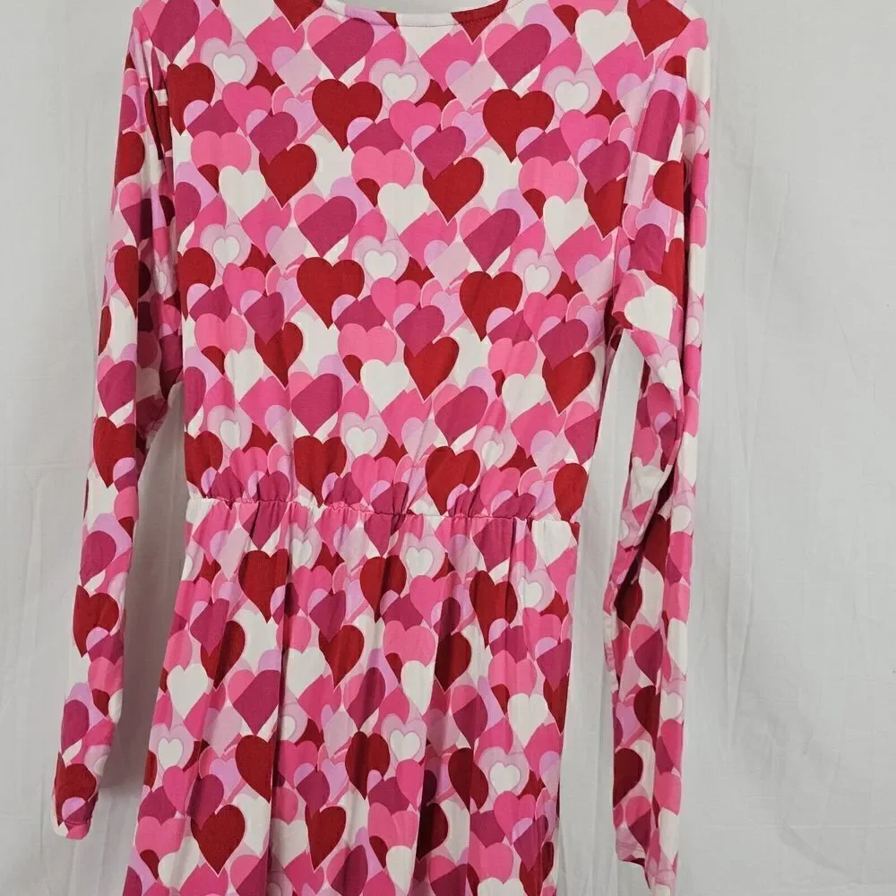 DRAPER JAMES RSVP Valentine's Day Hearts Long Sleeve Knit Wrap Dress-Small